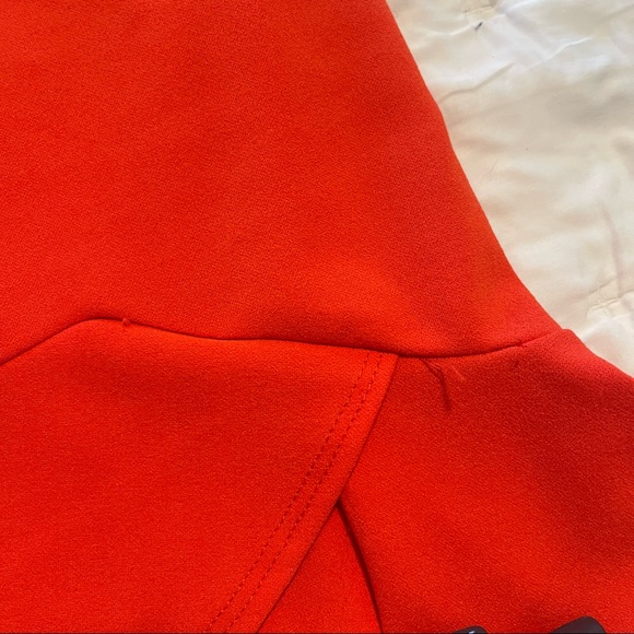 Red orange mini dress with ruffle skirt trim - Picture 6 of 6